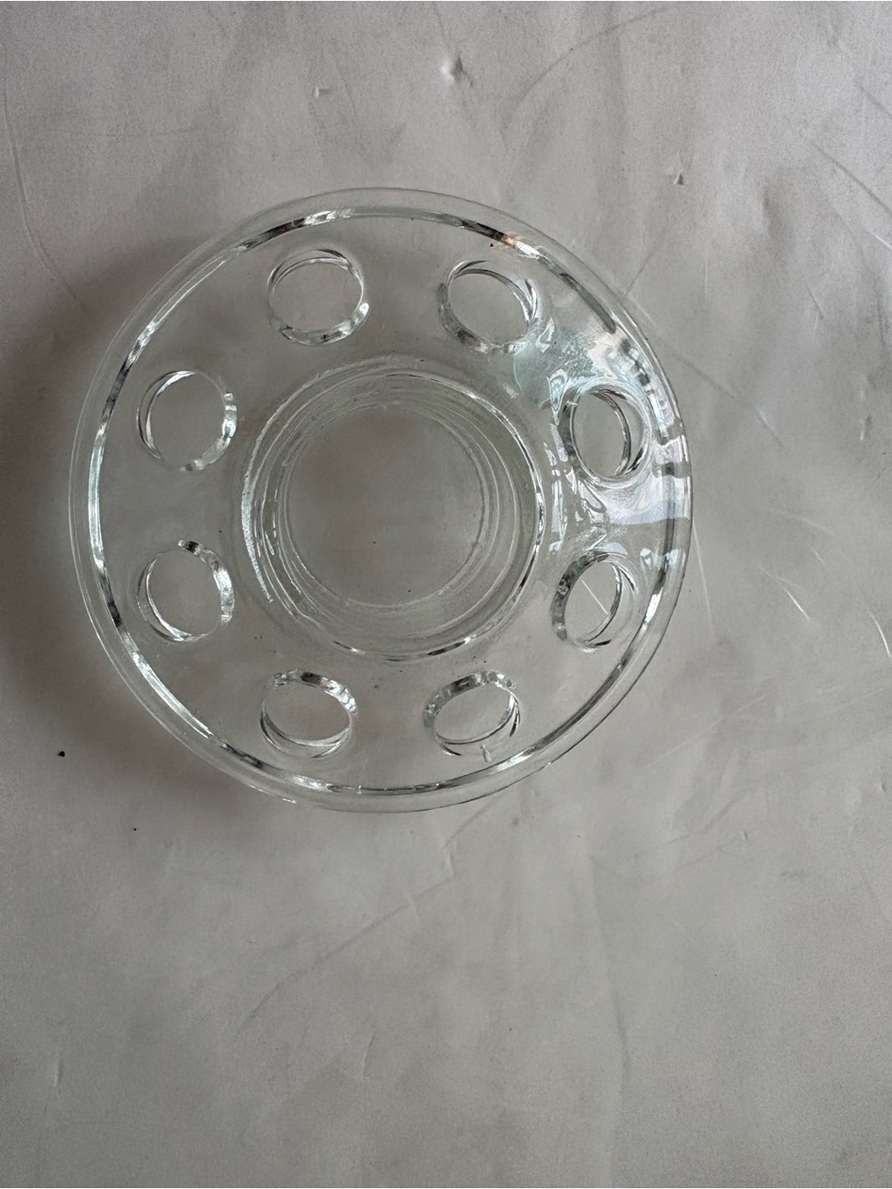 Clear Glass Flower Frog 9 Multi-Hole Vase Insert Holder Flower Arranger